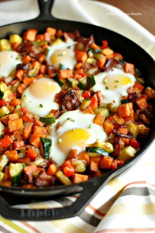 Sweet Potato Breakfast Skillet with Bacon Recipe -AllergyFreeAlaska