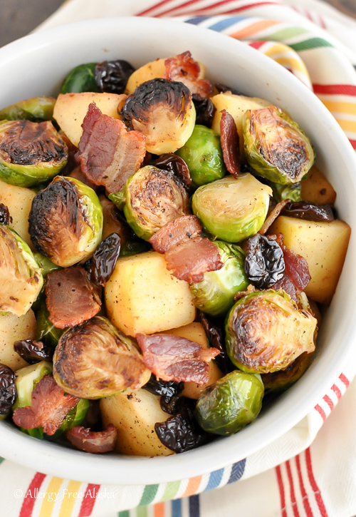 Pan Roasted Brussels Sprouts with Bacon & Apples Recipe | Allergy Free Alaska