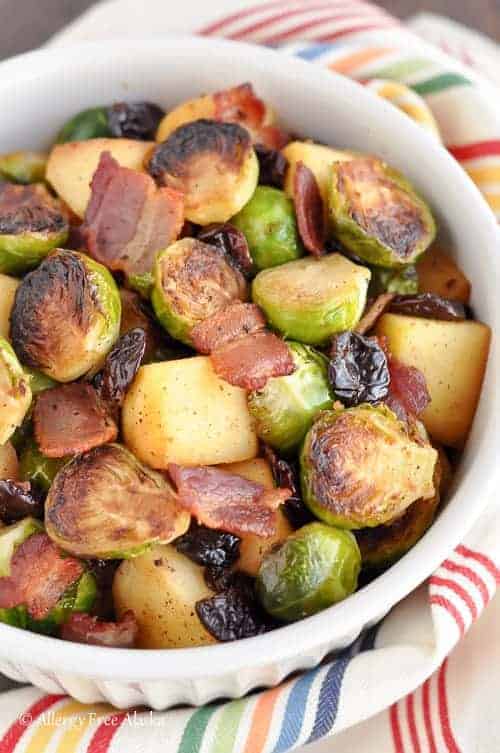 Pan Roasted Brussels Sprouts with Bacon and Apples Recipe | Allergy Free Alaska