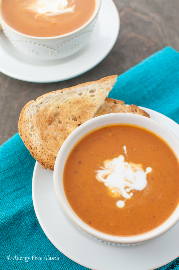 Dairy-Free Lazy Mom's Creamy Tomato Basil Soup - Allergy Free Alaska