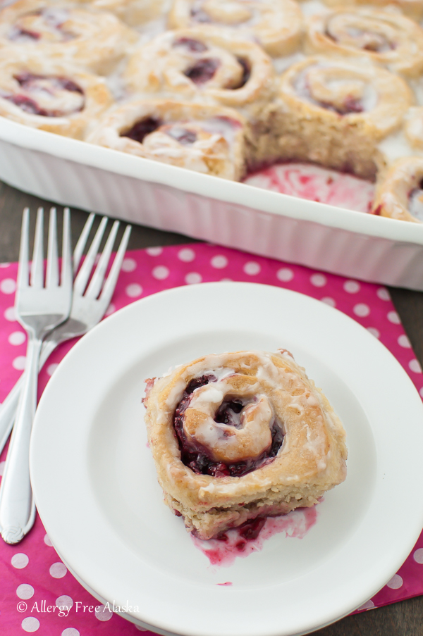 Gluten Free Vegan Raspberry Sweet Rolls - Allergy Free Alaska