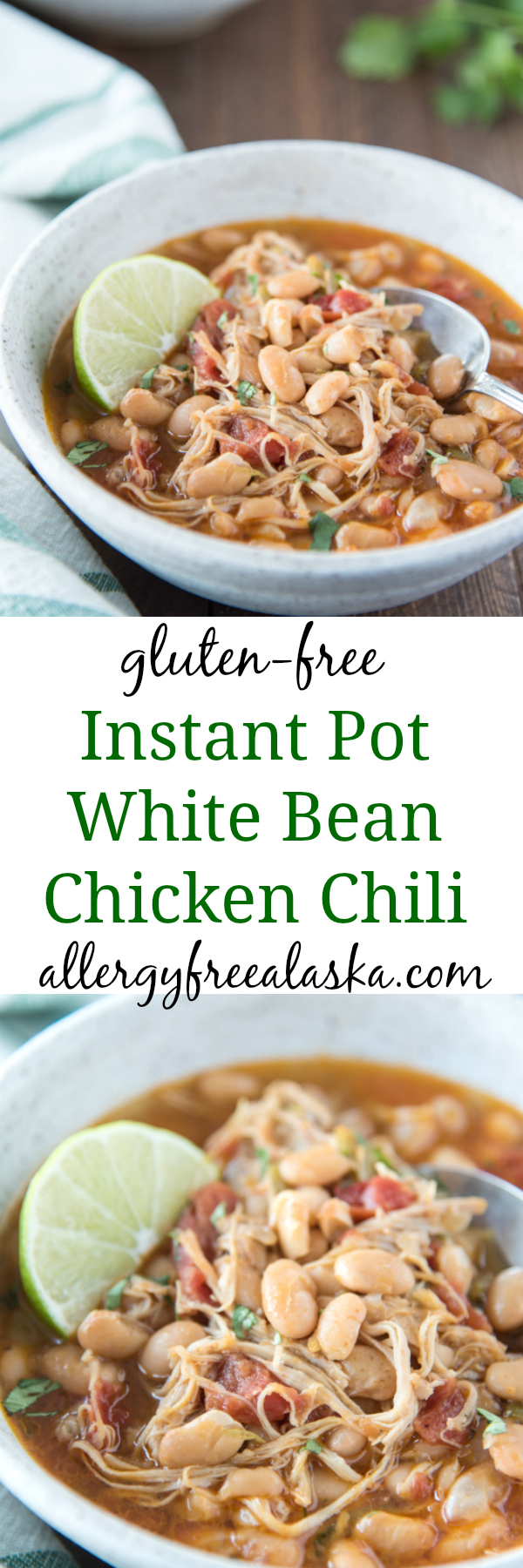 instant pot white bean chicken chili recipe collage
