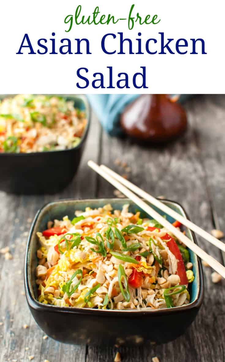 pinterest pin with text "gluten-free Asian chicken salad"