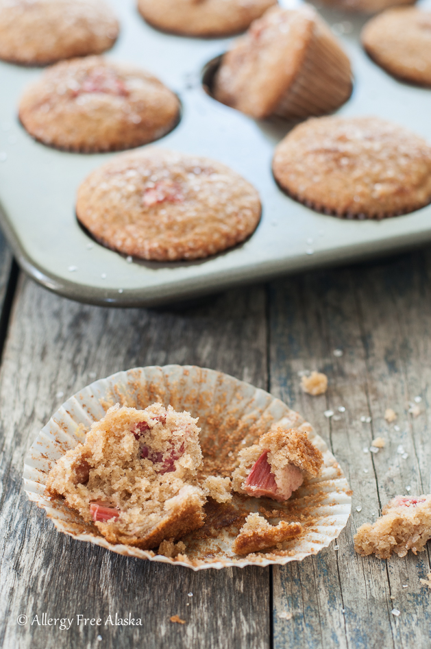 Gluten Free Rhubarb Muffins with Cinnamon Sugar Topping Recipe from Allergy Free Alaska Blog