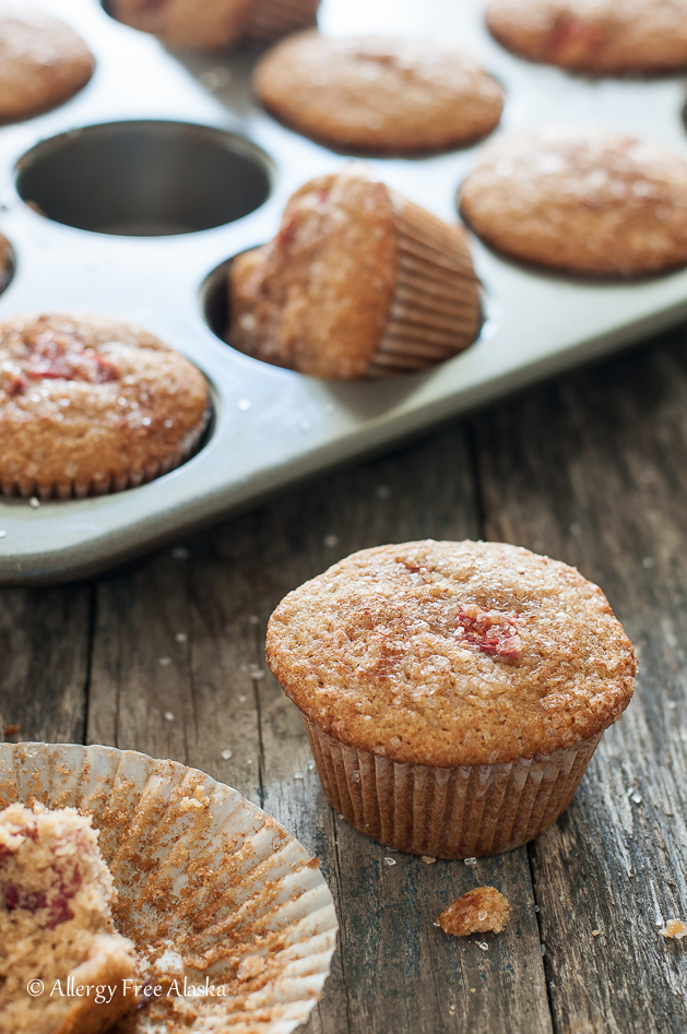 Gluten Free Rhubarb Muffins with Cinnamon Sugar ToppingRecipe - Allergy Free Alaska