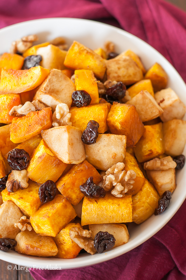 Roasted Butternut Squash with Apples, Tart Cherries, and Walnuts Recipe from Allergy Free Alaska