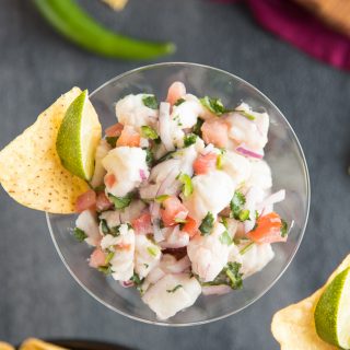 fresh & spicy halibut ceviche recipe in cup