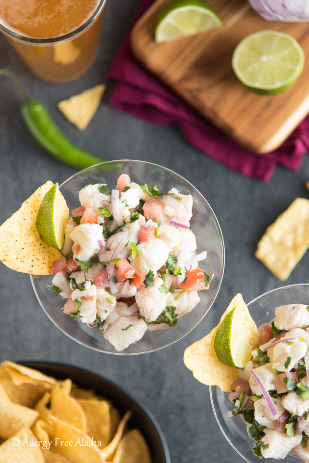 fresh & spicy halibut ceviche recipe in cup