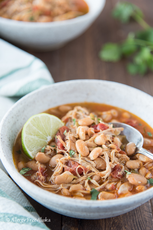 Instant Pot White Bean Chicken Chili in Bowl