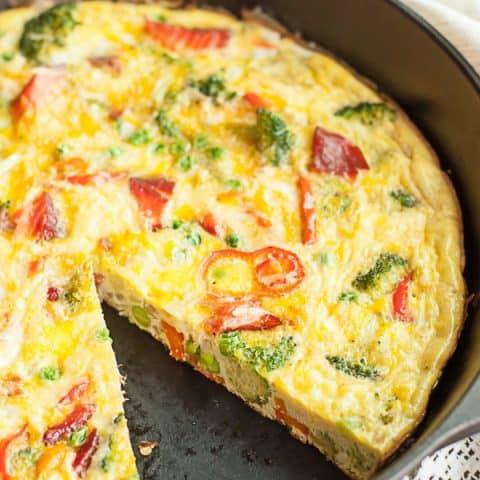 smoked salmon frittata in cast iron pan